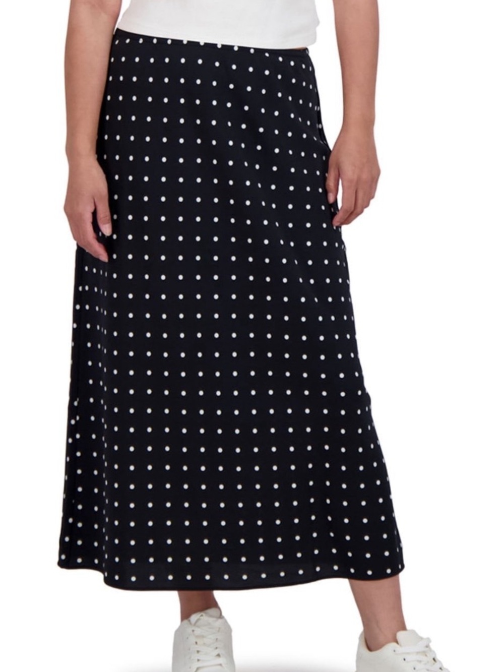 Black Polka Dot Maxi Skirt with White Dots Aeropostale